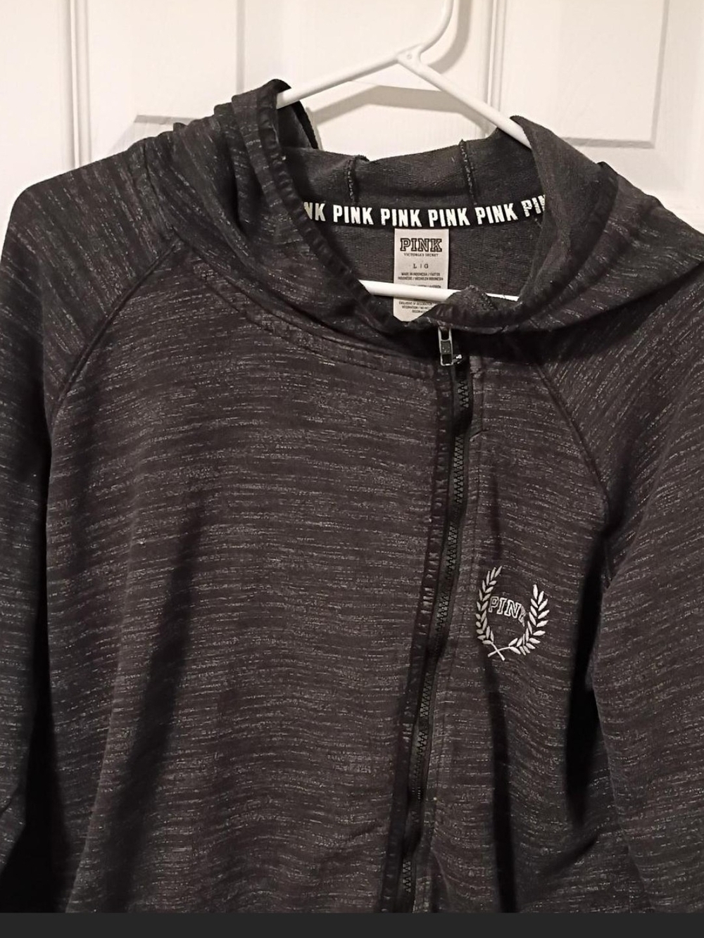 Victoria's Secret PINK Girls' Dark Charcoal Heather Zip Hoodie